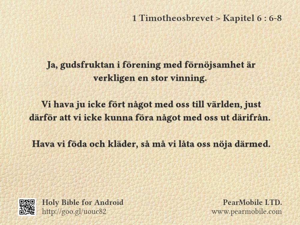 1 Timotheosbrevet, Kapitel 6:6-8